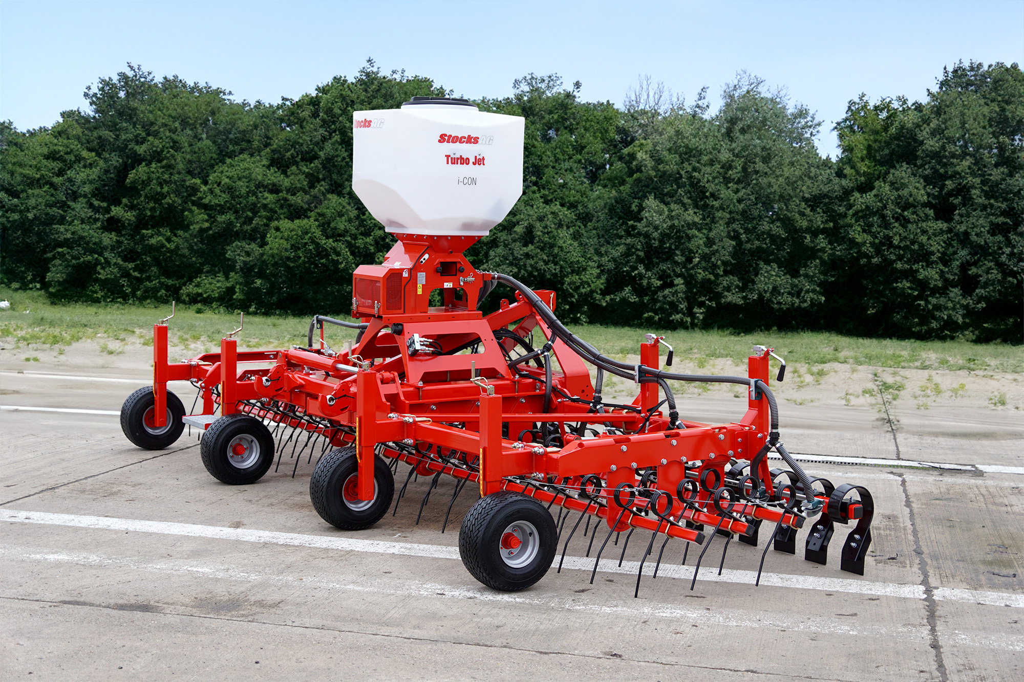 HE-VA Grass-Combi fitted with Stocks Ag Turbo Jet seeder