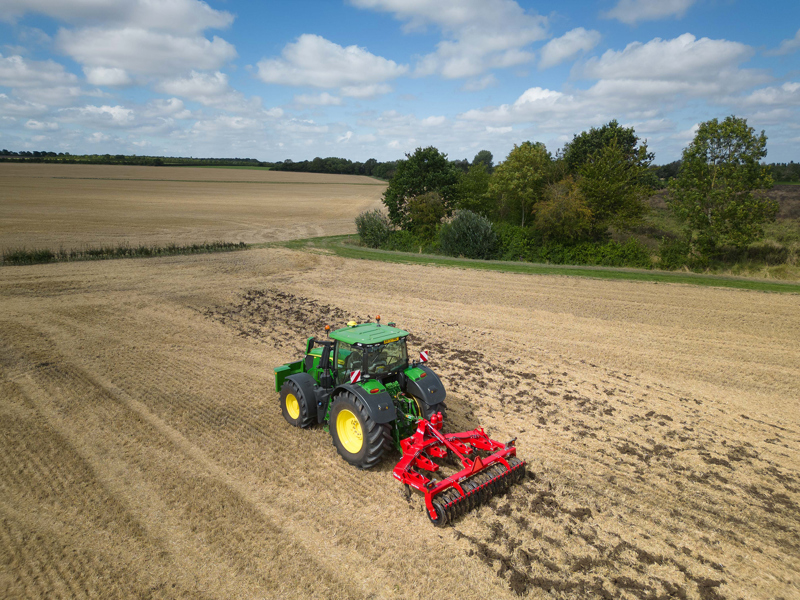 3m, 5 leg HE-VA Subsoiler mounted to a John Deere tractor