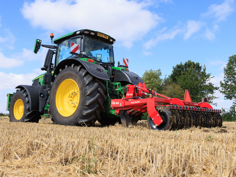 3m HE-VA Subsoiler alleviating compaction behind a John Deere tractor