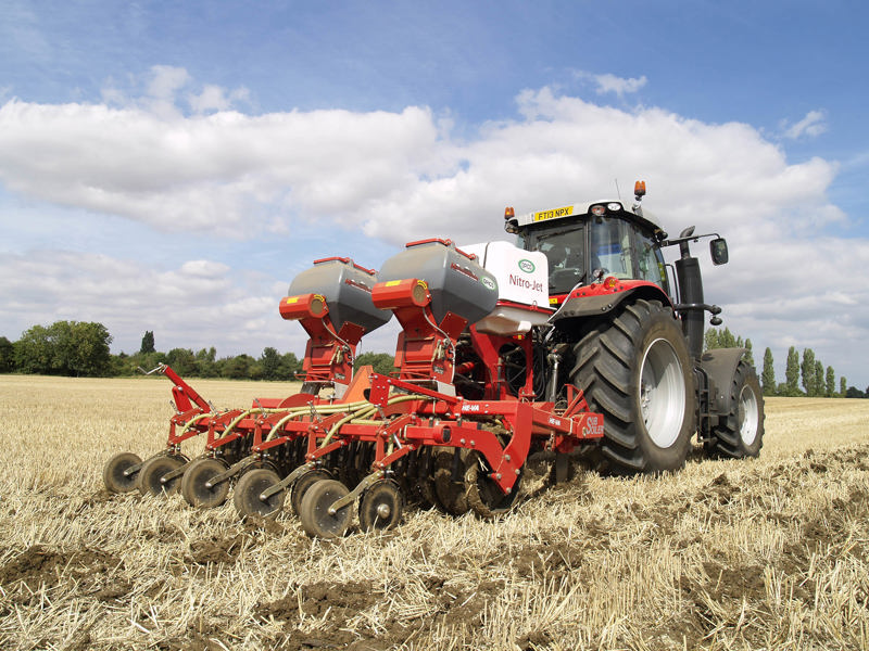 HE-VA Accu-Disc mounted to a Subsoiler fitted with two OPICO Variocast Seeders and a Nitro-Jet liquid fertiliser applicator