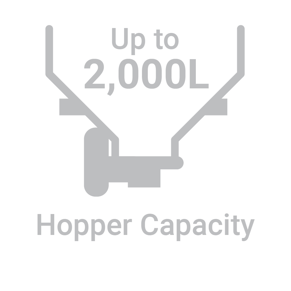 Up to 2,000L hopper capacity icon for HE-VA Front Tank