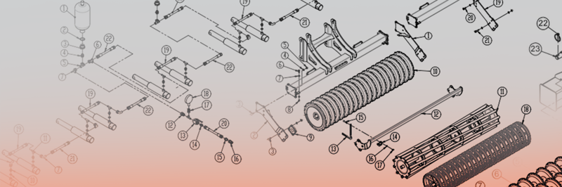 Technical drawings of HE-VA machinery parts