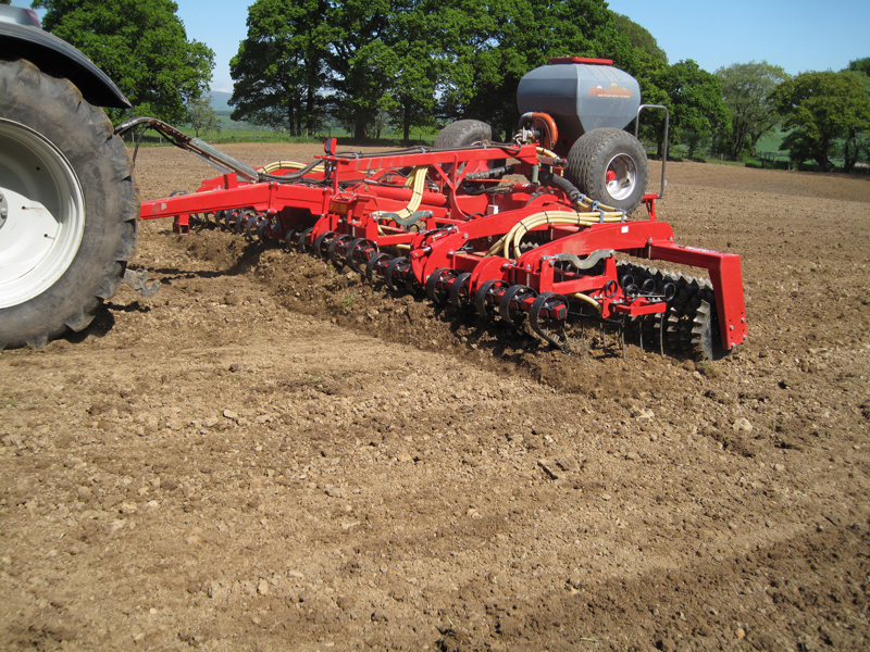 6.3m HE-VA Grass Rejuvenator working into cultivated ground